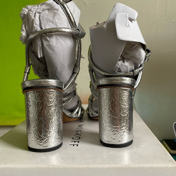 NWB Rebecca Minkoff Metallic Silver Strappy Heels "Prefect for Holidays" - Picture 6 of 6